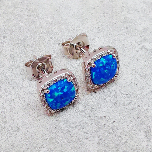 Náušnice s opálem ve čtverci