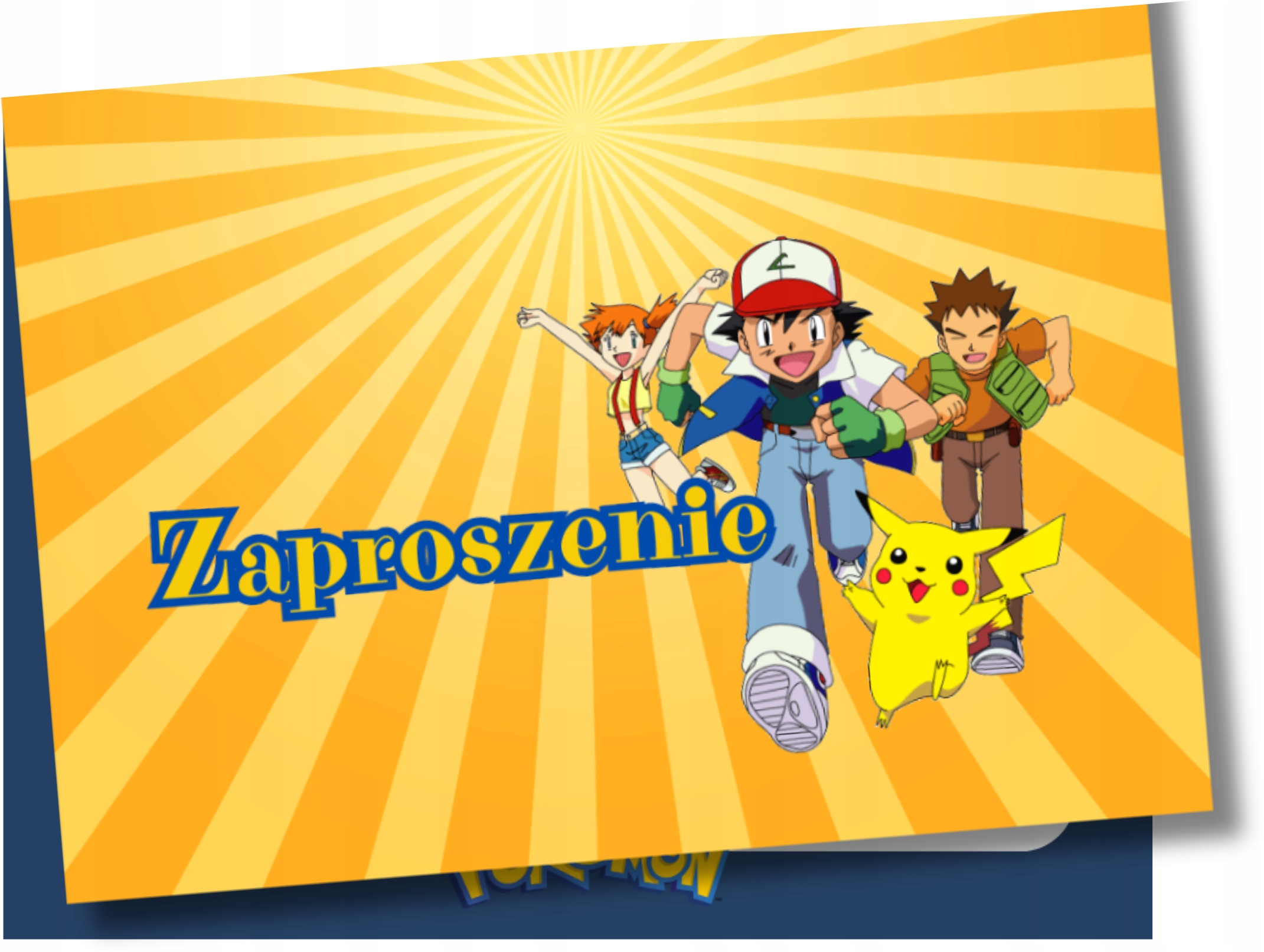 ZAPROSZENIA URODZINOWE POKEMON PIKACHU 15x10cm