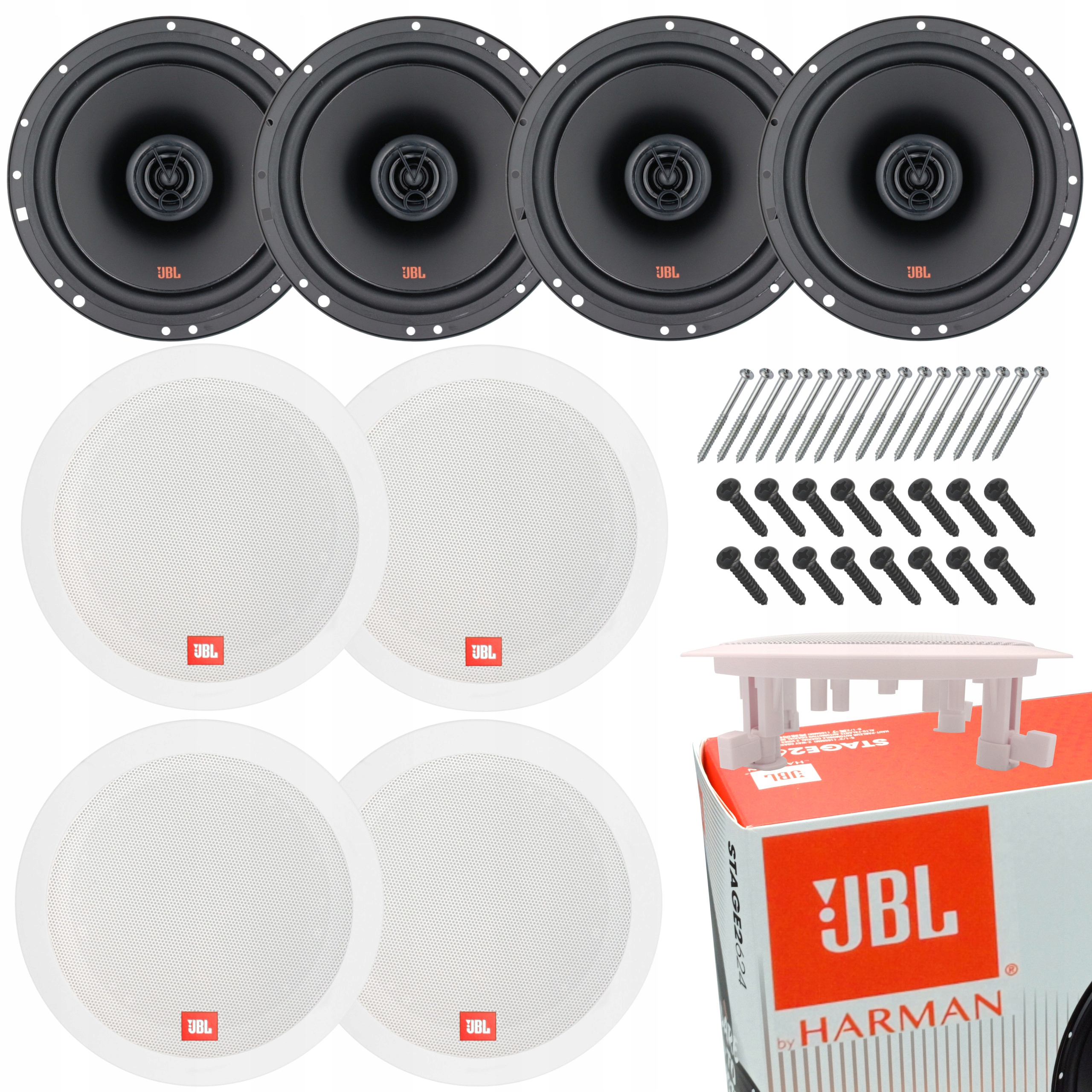 INSTALACYJNY GŁOŚNIK SUFITOWY JBL + MASKOWNICA SUFITOWA zestaw 4szt