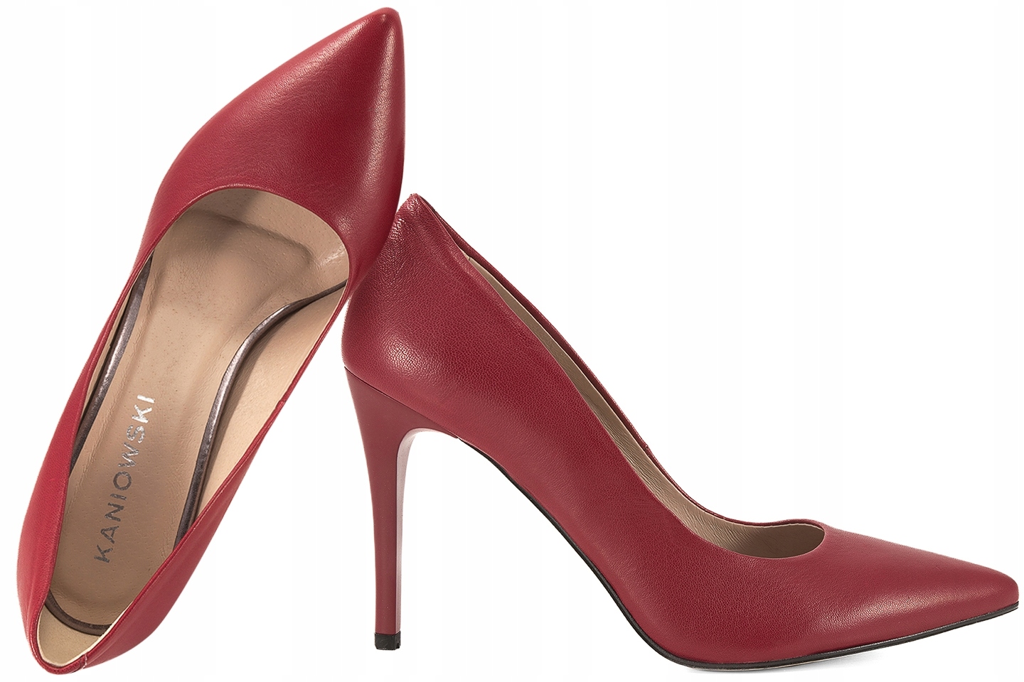 Kaniowski K-100/0228 Dámské Kožené Lodičky, malinové, červená 38