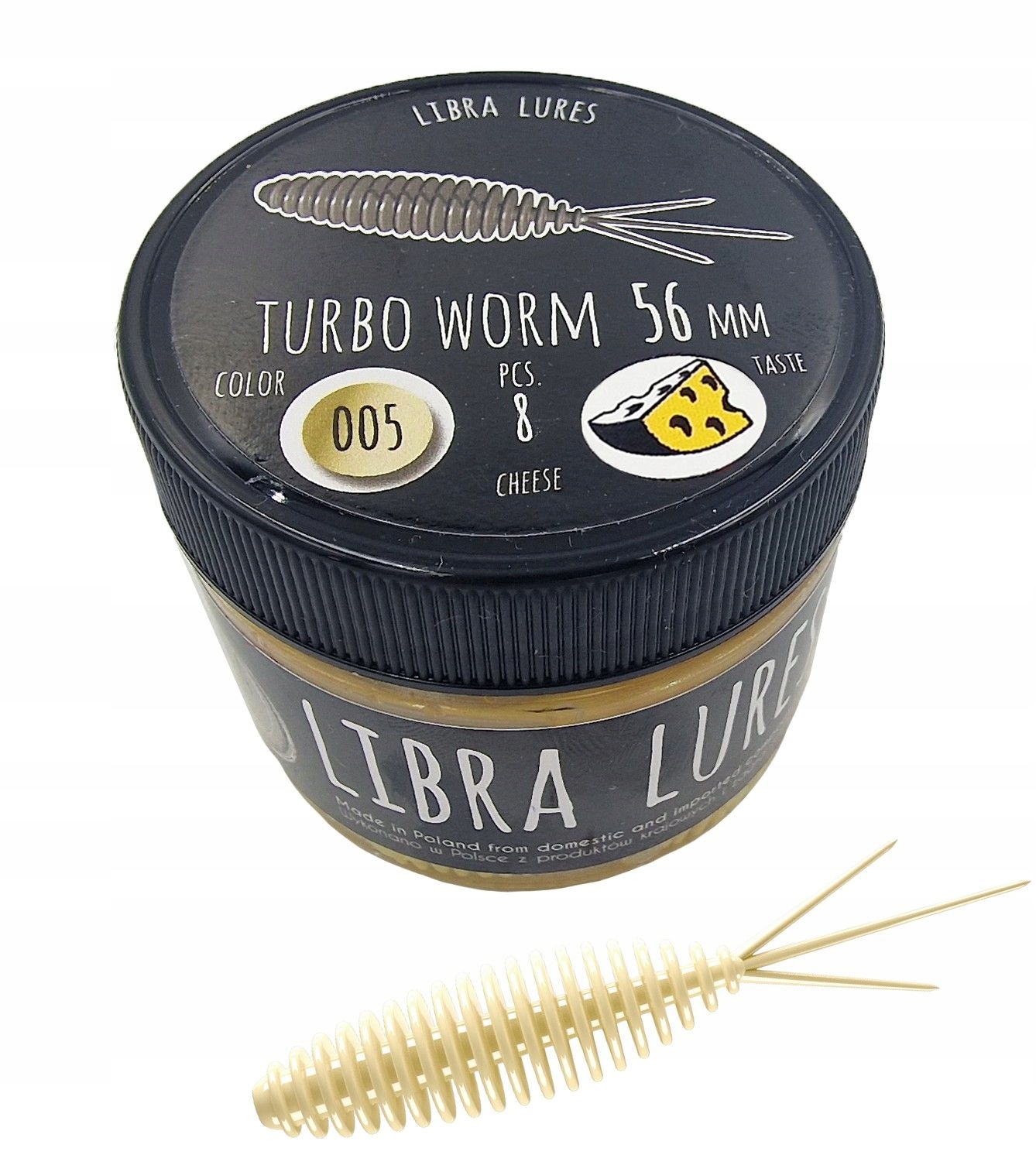 Libra Lures Turbo Worm 005 Cheese Ser 5,6cm Smak: Ser, Długość (cm): 5.6