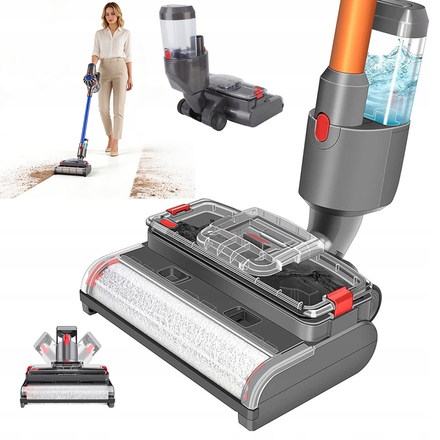 Elektrický Kartáč Pro Dyson V7 V8 V10, Rotační Mycí Hlava 180°