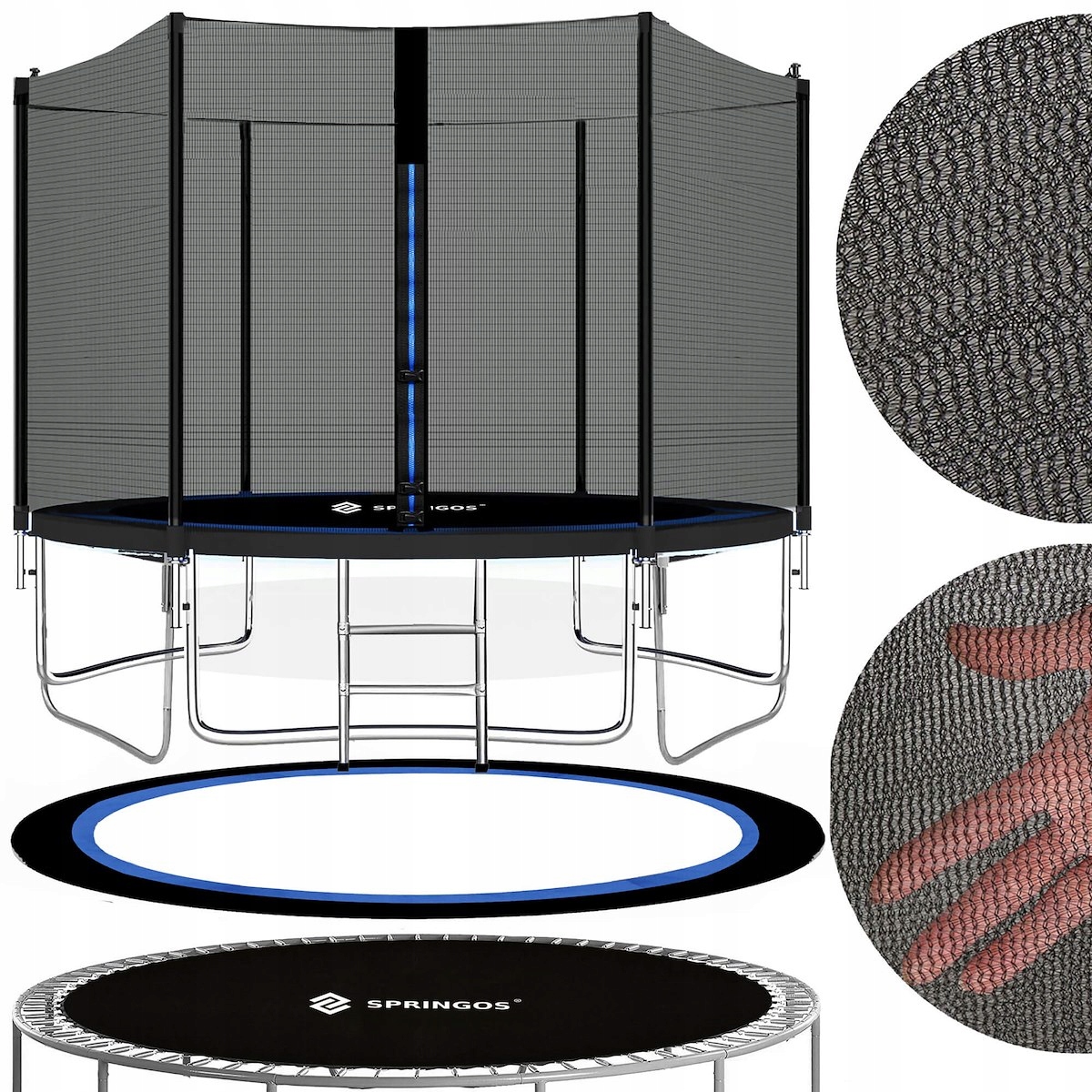 TRAMPOLINA SIATKA ZEWNĘTRZNA DLA DZIECI OGRODU OGRODOWA 252cm 8FT PREMIUM Rodzaj z siatką