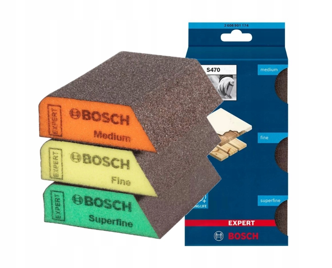 BOSCH GĄBKA SZLIFIERSKA ŚCIERNA ZESTAW PROFI 3 szt EXPERT S470