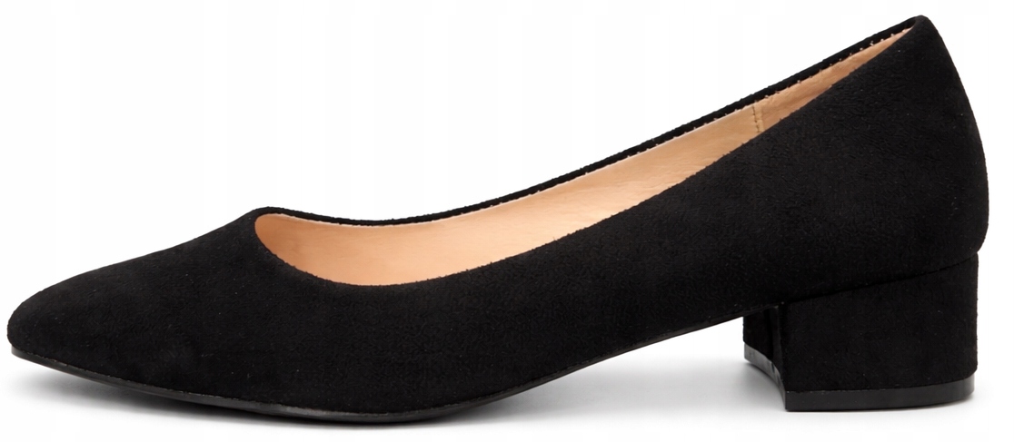Czółenka Czarne Zamszowe Na Niskim Słupku 40
