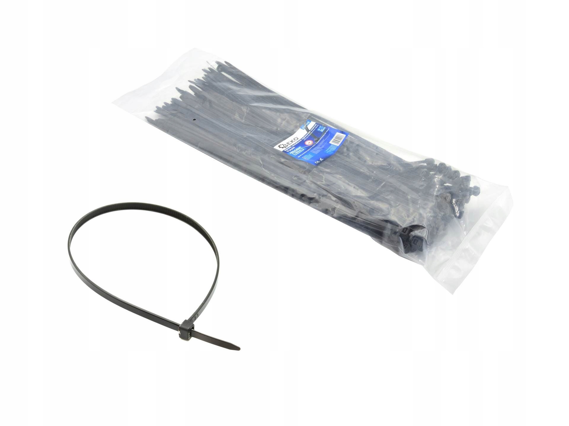 Opaski zaciskowe nylonowe czarne 185x4.8mm Uv 100s