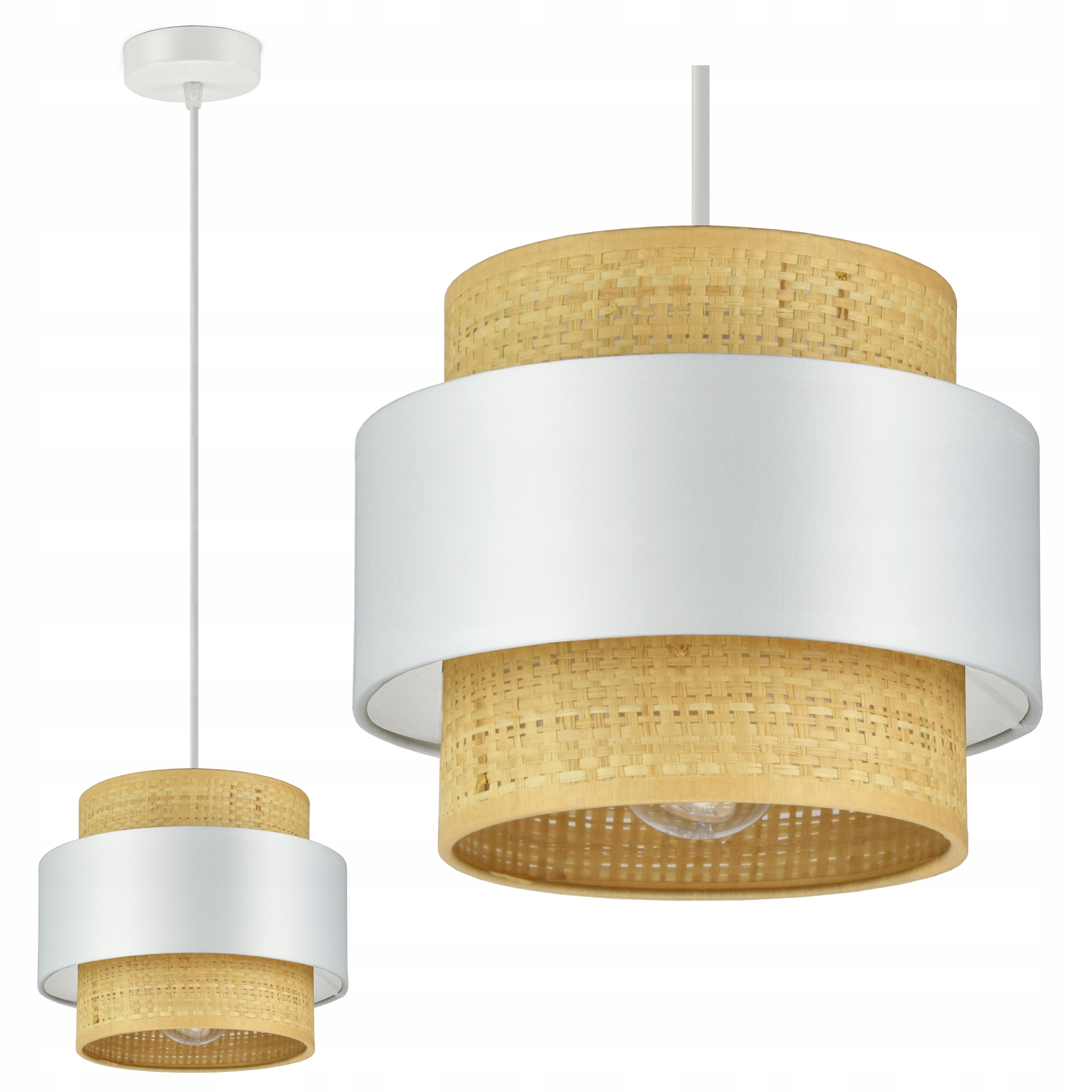 

Lampa Sufitowa Żyrandol Biała Rattan EZ1 Kleo Led