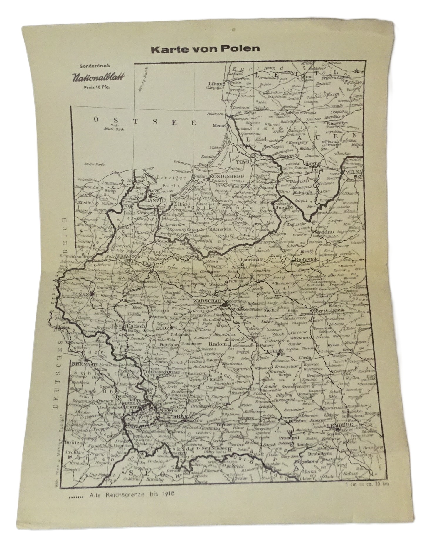 Mapa Polski II RP przedwojenne wydanie niemieckie