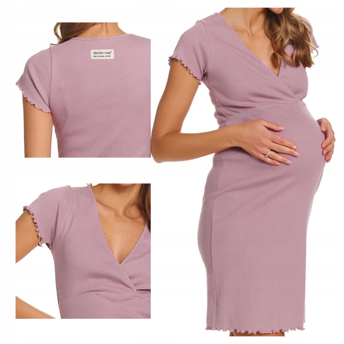 Doctornap noční těhotenská košile pro maminky bavlna Tcb 7303 misty rose M