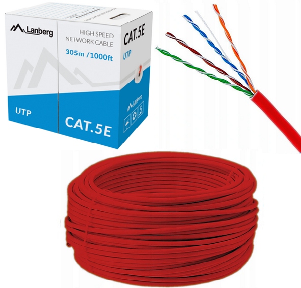 

Kabel Sieciowy Utp Kat 5E Skrętka Lanberg 50m Red