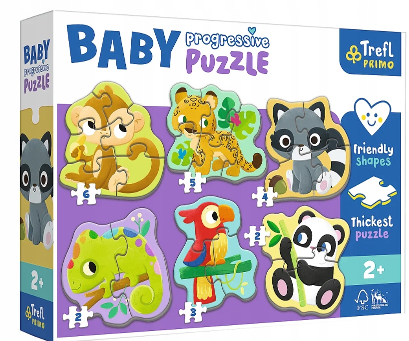 

Puzzle Baby progresive Zwierzęta egzotycz Trefl 2+