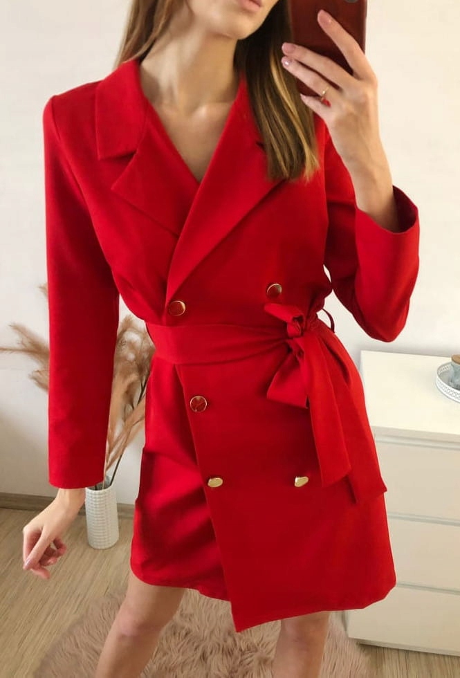Natally Fashion Sukienka marynarkowa czerwona 40 Marka inna