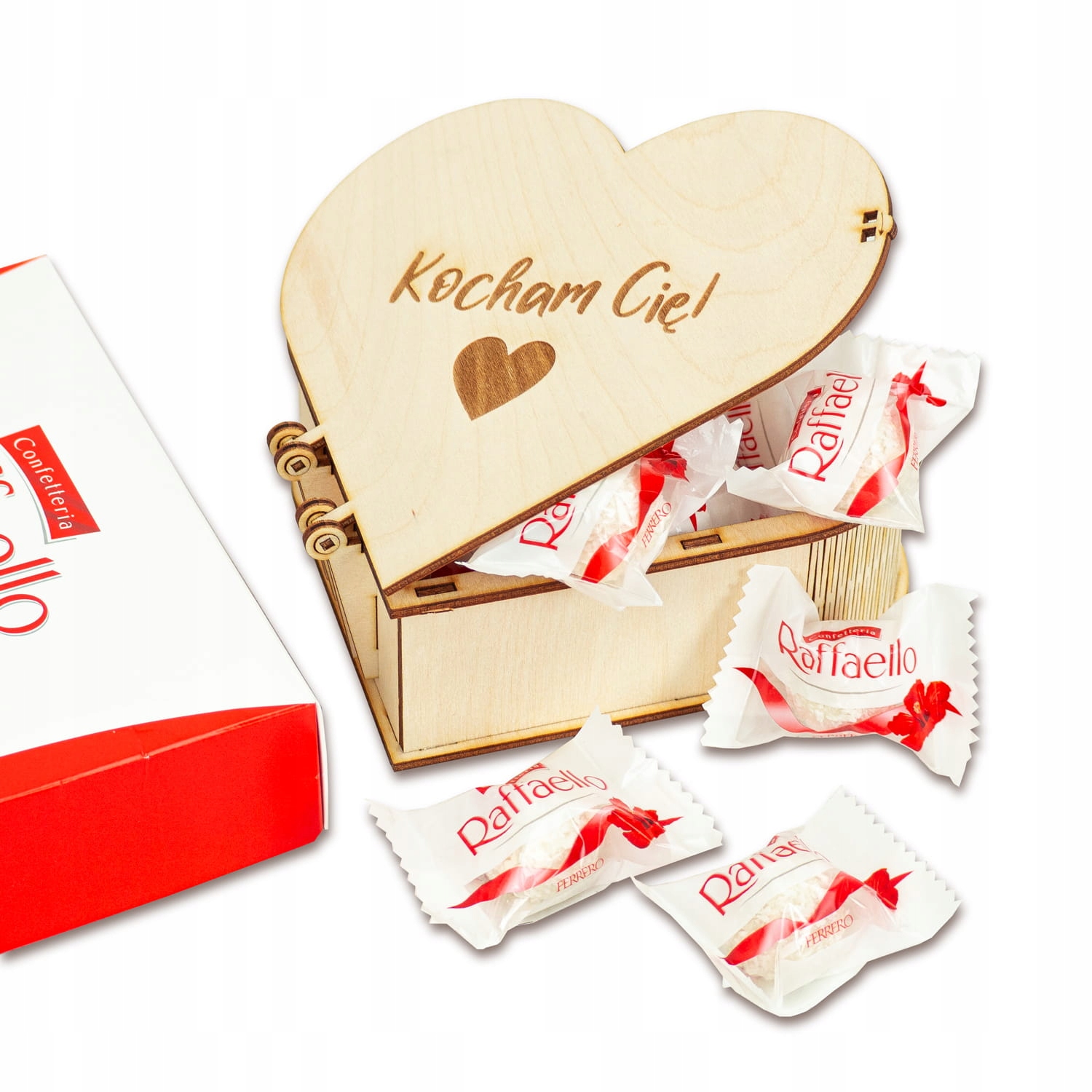 Levně Deku Krabička Krabička s gravírováním a pralinkami Raffaello 17 x 15 x 5 cm