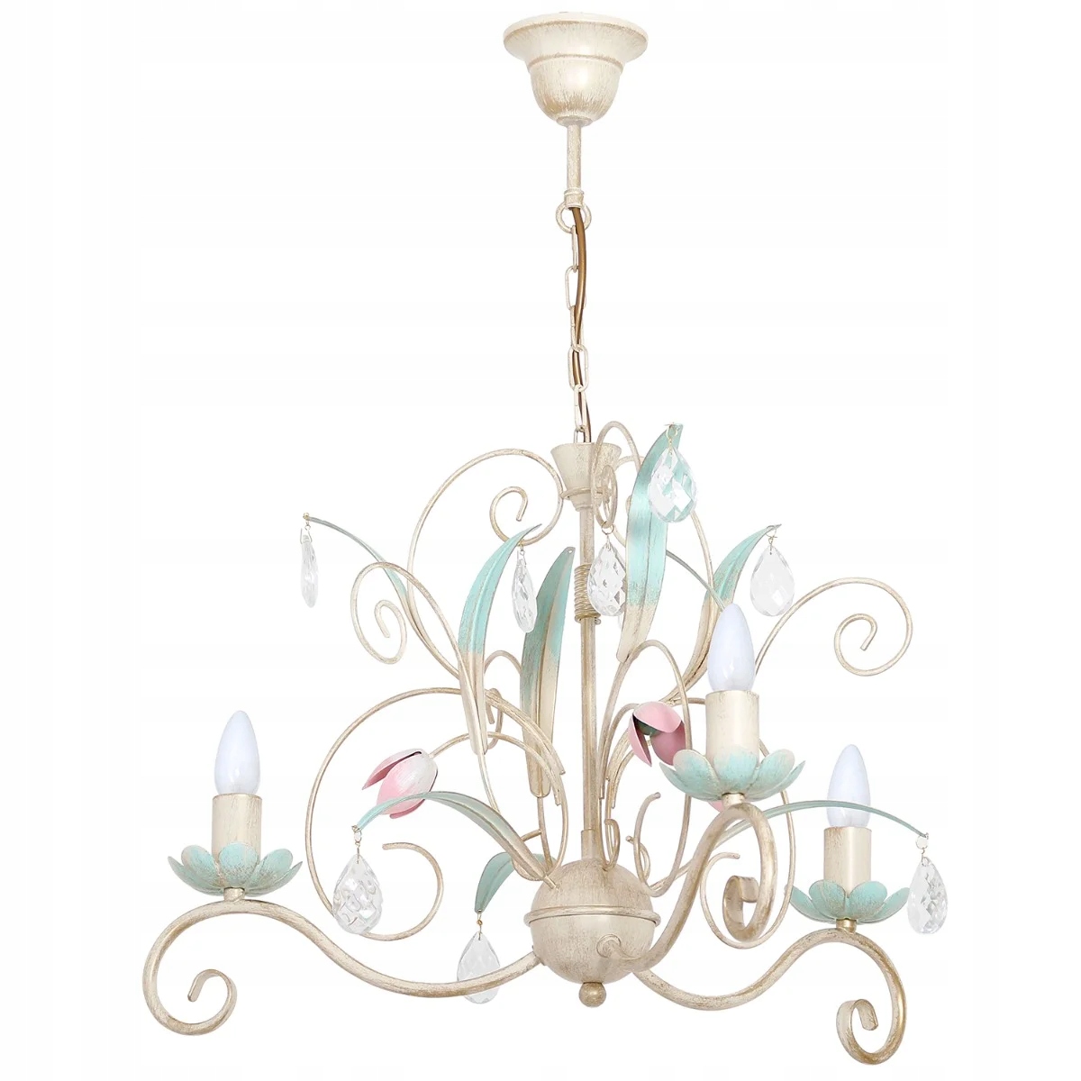 Lustr Luce Luminex 3xE14 15W kov/sklo krémová zelená růžová