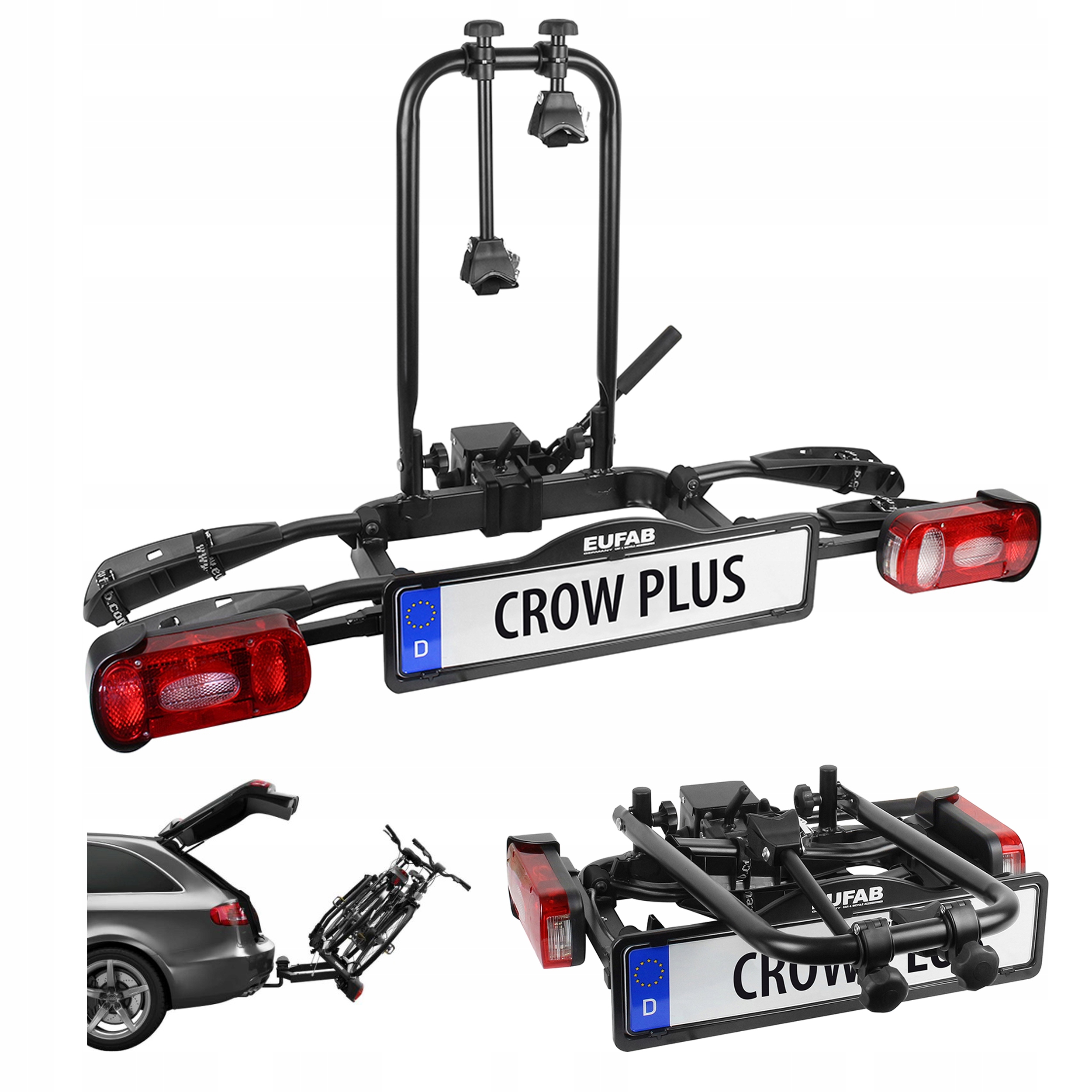 

Bagażnik hak rower Eufab CrowPlu składany Uchył 2+