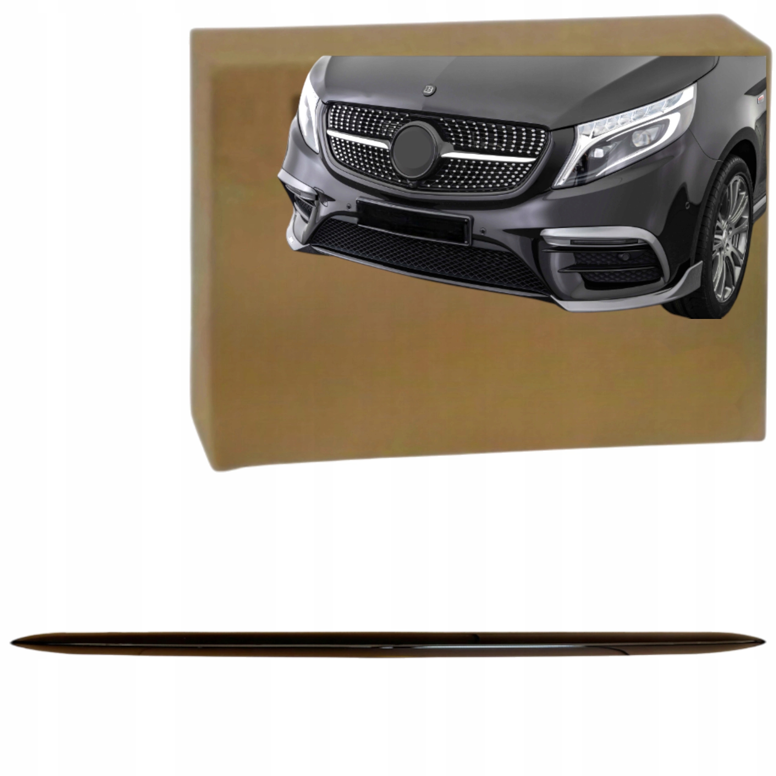 Lišta nárazníku Středové Mřížky Černá Mercedes V-klasa 447 Amg 2014-2025