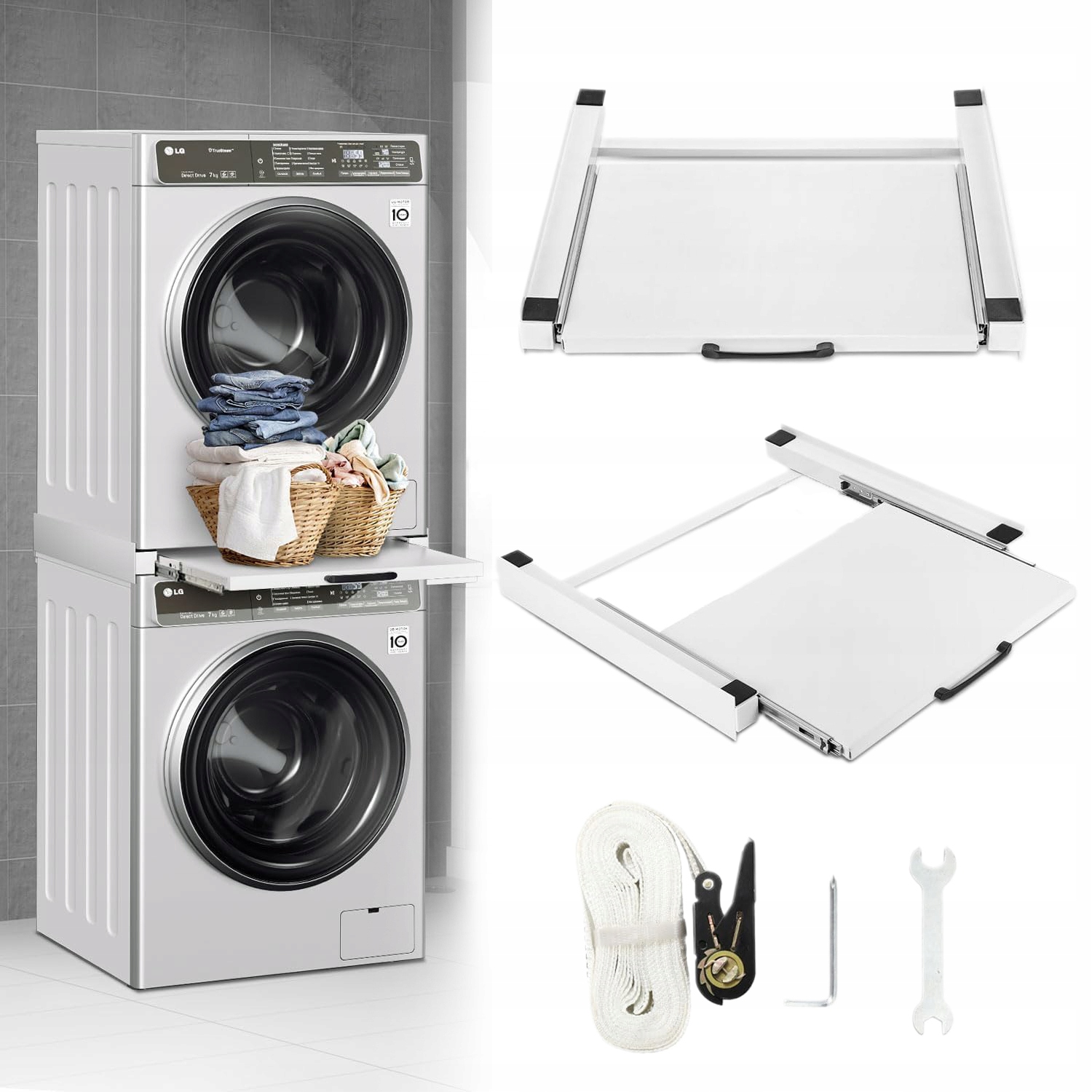 Łącznik Pralki Z Suszarką Półka Szuflada Oszczędność Miejsca 54X60CM 150KG