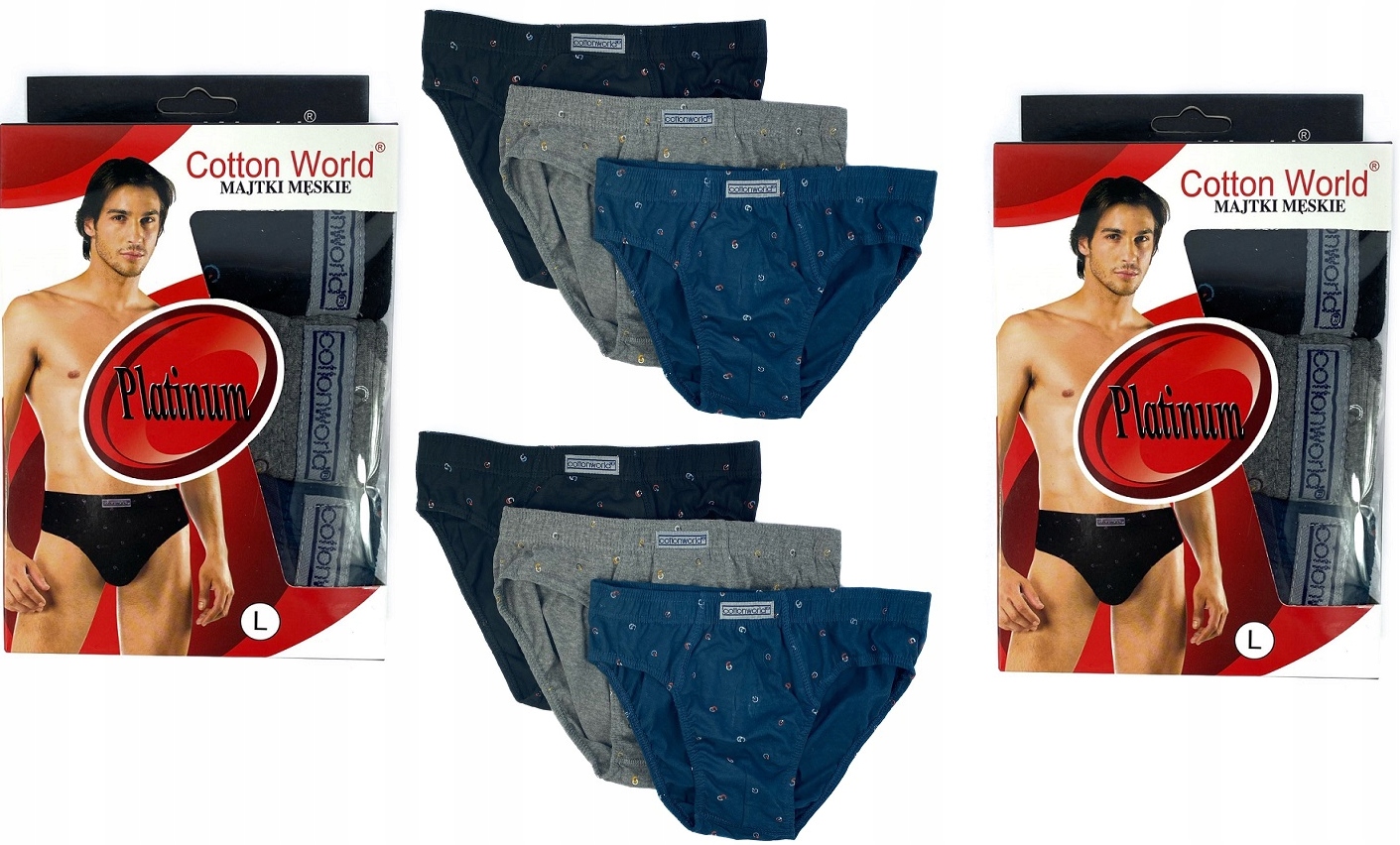

6X Slipy Męskie Cotton World Rozmiar 3XL Majtki