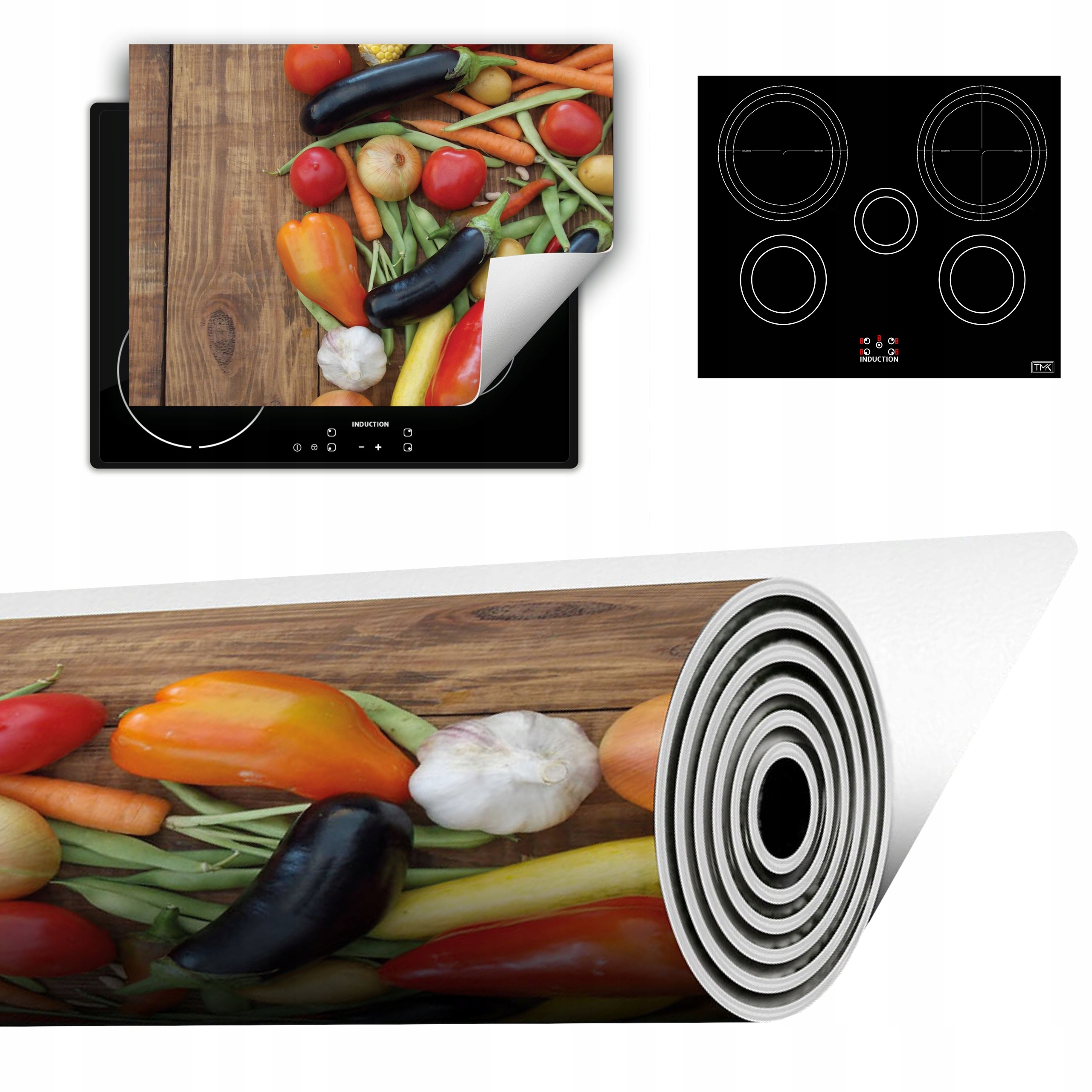 Vinylová Podložka Do Kuchyně Více Místa 70x52 Zelenina dřevo