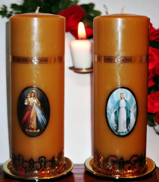 2x svíčka 1,25kg 24/8cm hromnička vosková ze včelího vosku 3 dny tmy