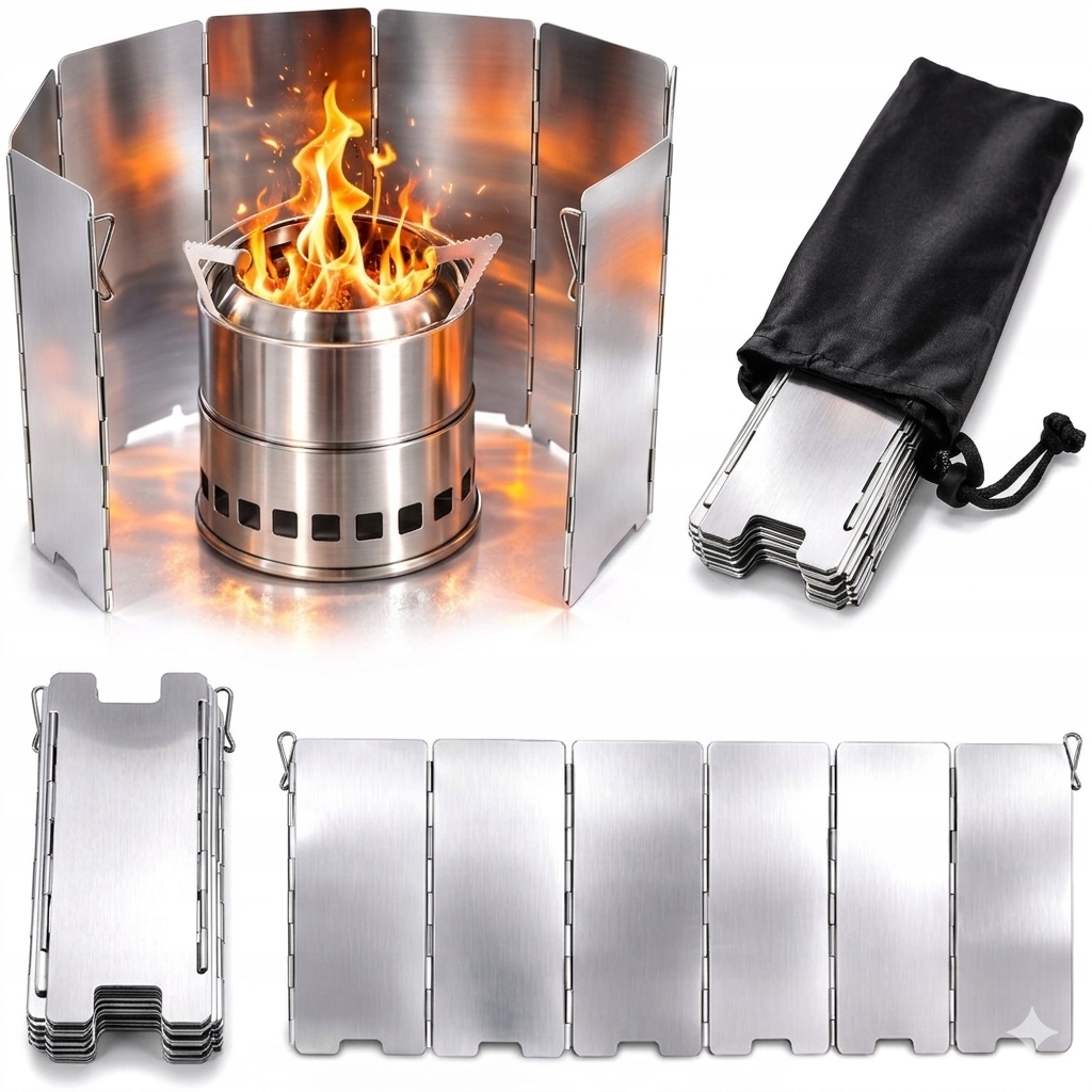 OSŁONA PRZECIWWIATROWA KUCHENKI PALNIKA | SKŁADANA PRZEGRODA ALUMINIOWA