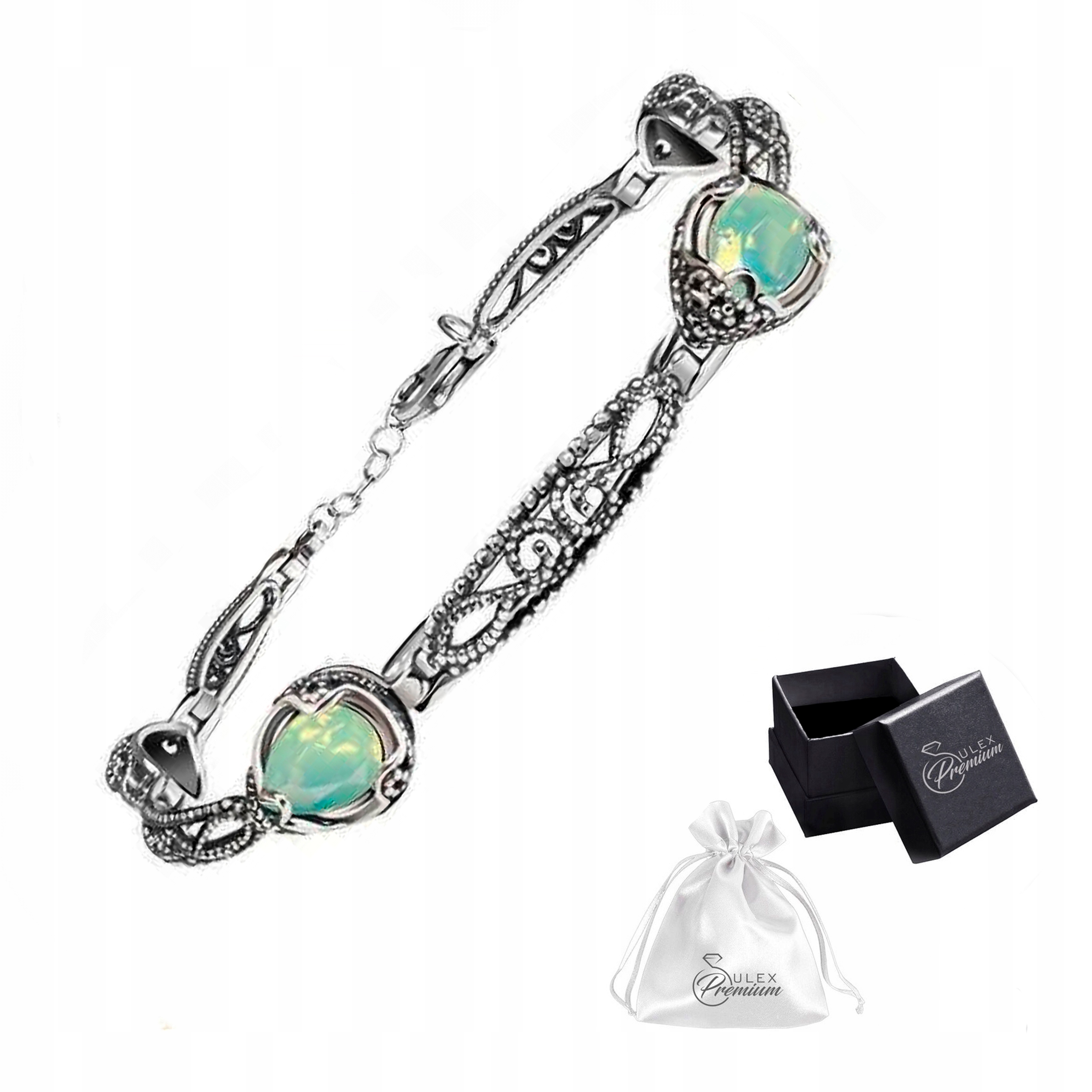 Stříbrný náramek ryzost 925 Elegantní Zelený Křišťál Chryzolit jako Dárek