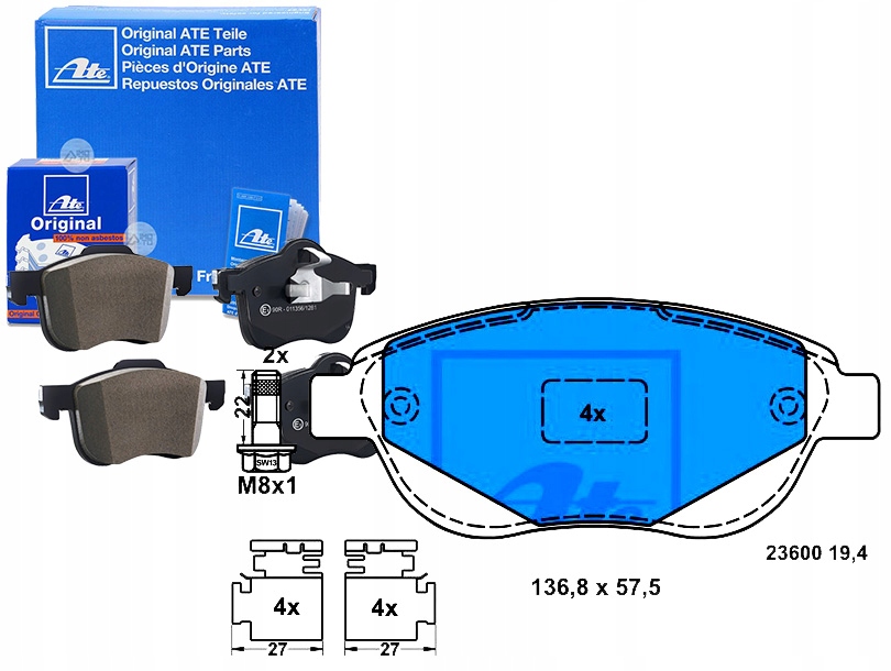 Brzdové Destičky Peugeot Přední 207 307 00- Ate