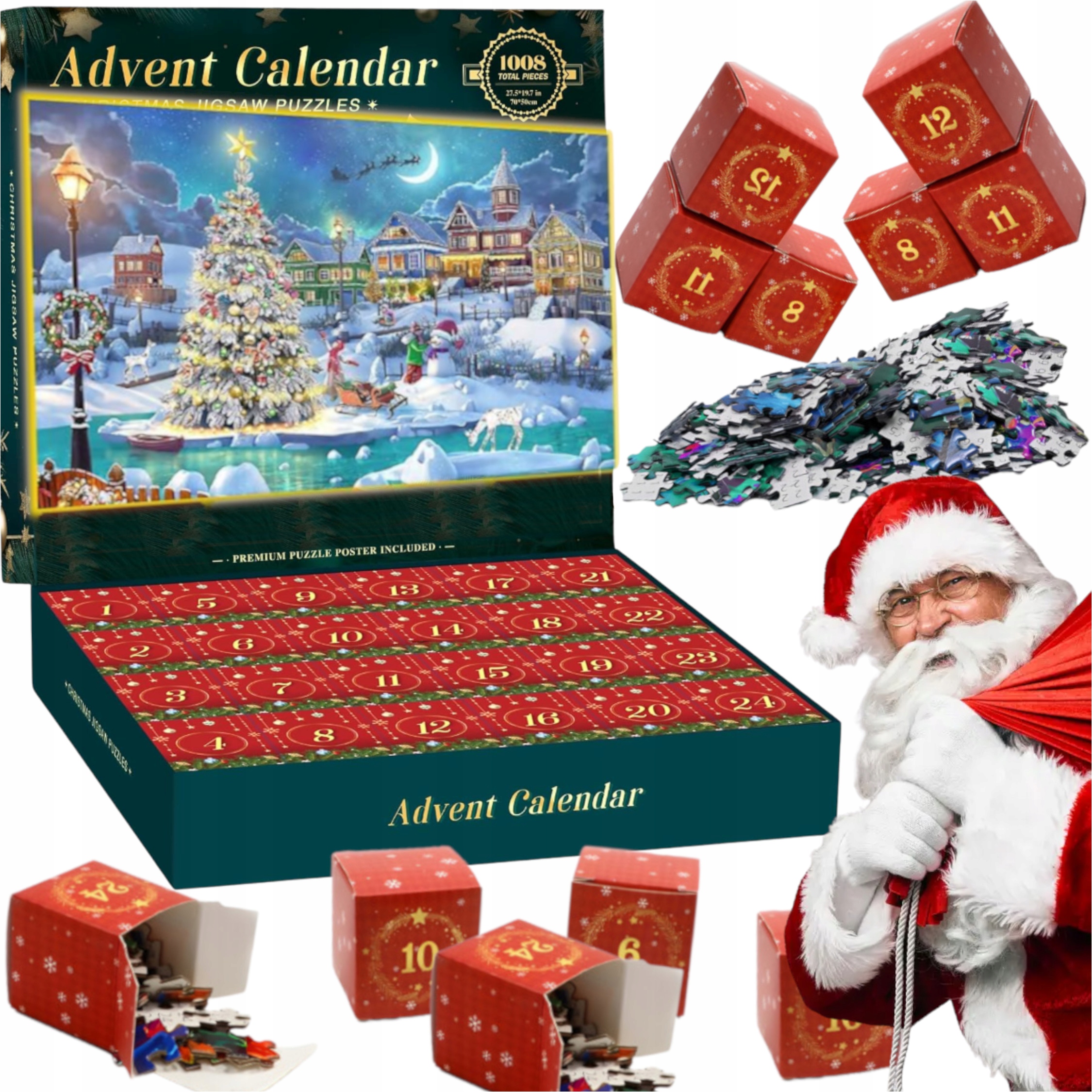 Dárek K Svátku Adventní Kalendář Puzzle Na 24 Dní Vánoční Stromek Se Sobem