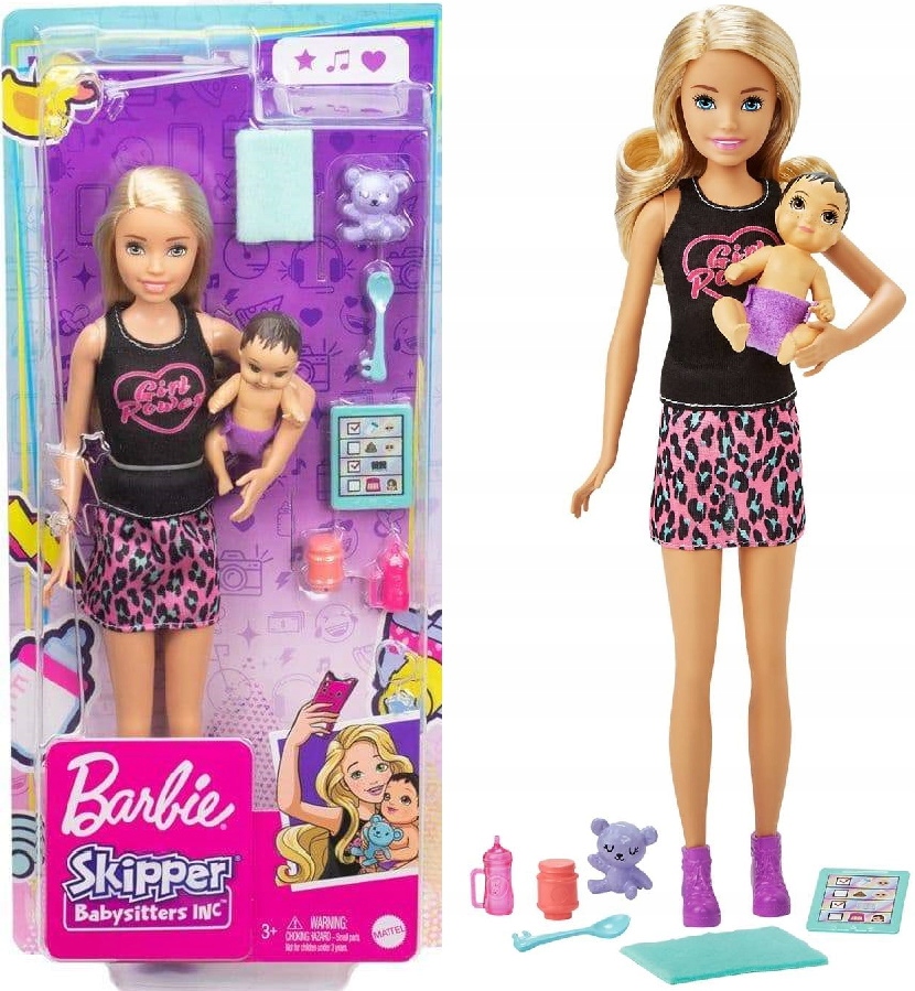 BARBIE SKIPPER OPIEKUNKA DZIECI LALKA, BOBAS GRP13