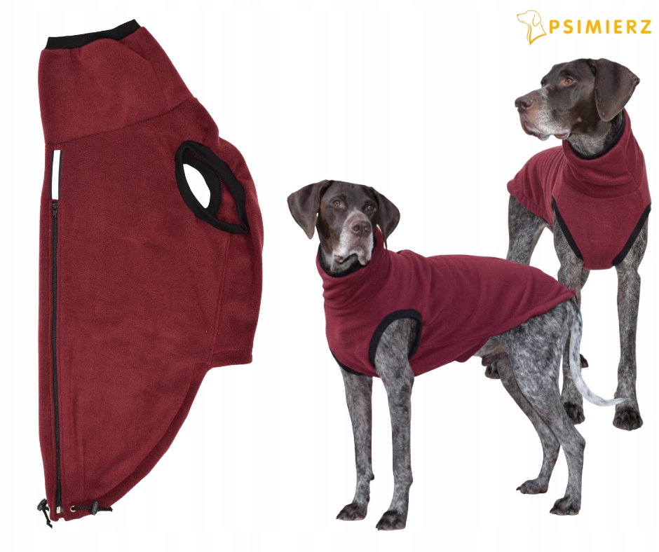 Levně Oblečení pro velkého psa L, rozepínací fleece, vínové, pro dalmatina