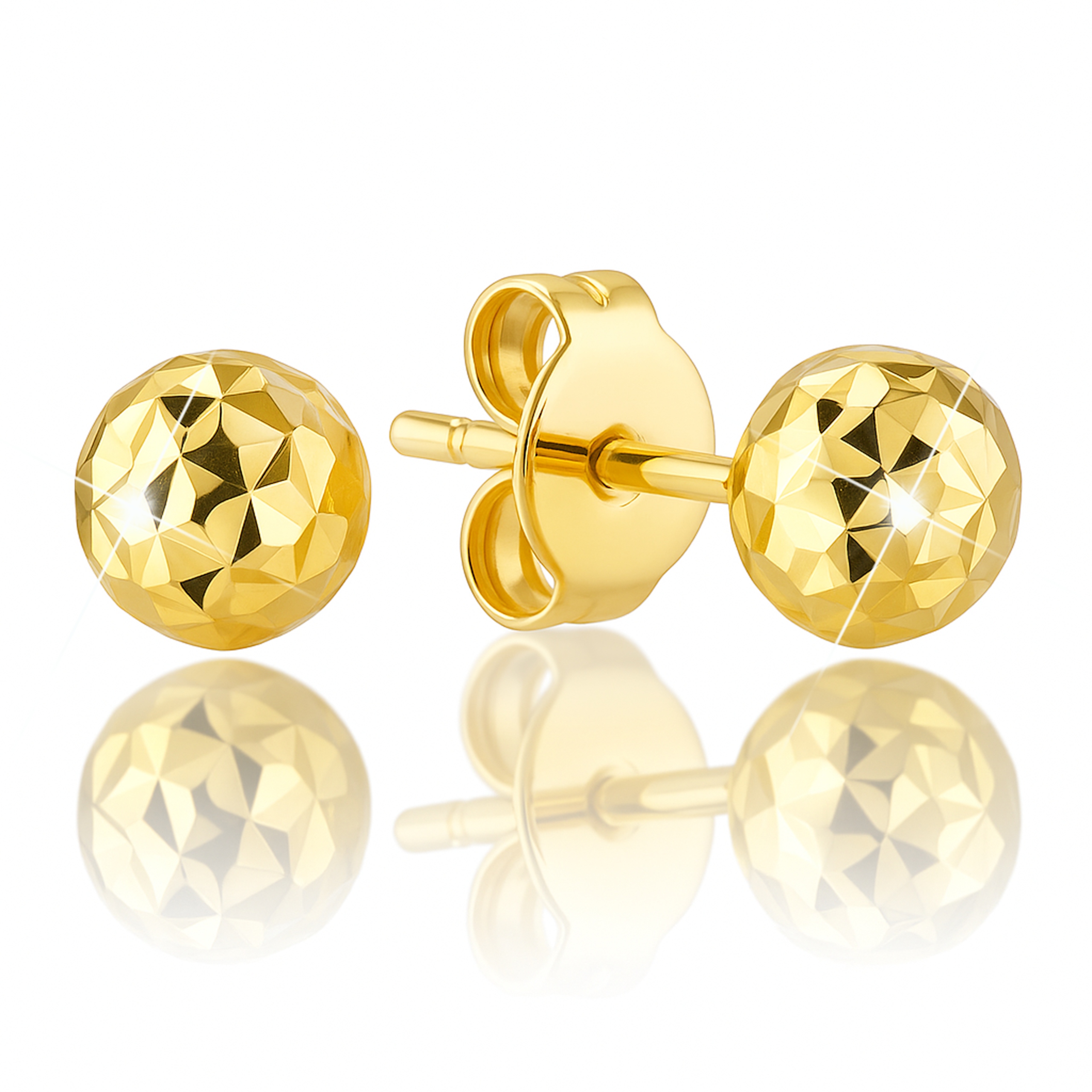 Zlaté Náušnice 585 Šroubovací Kuličky Lesklé Koule Kruhy 4mm Puzety Zlato 14K