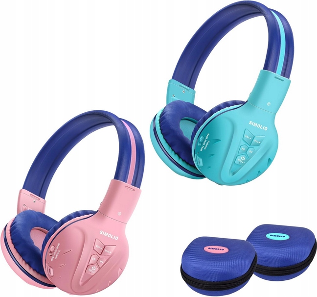 Bezdrátová sluchátka pro děti 2-balení Simolio tvrdé pouzdro