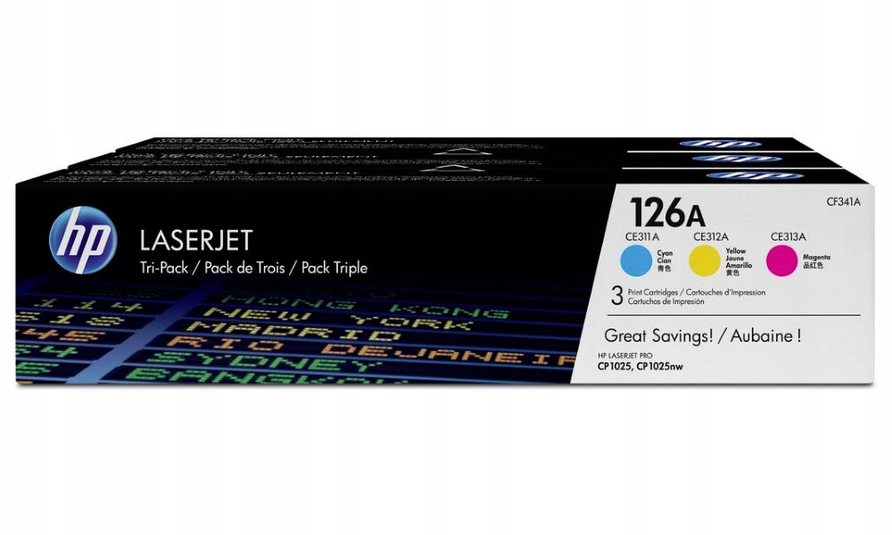 Hp (126A) Tri-pack CF341A žlutá, azurová, purpurová 1 000 stran