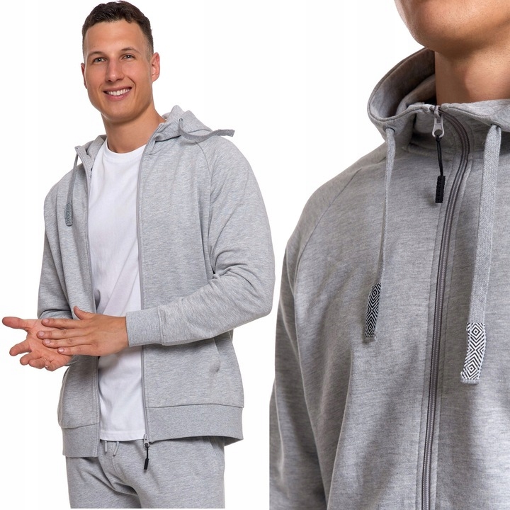 Bluza Męska Dresowa Rozpinana Z Kapturem Gładka I Praktyczna Moraj XL