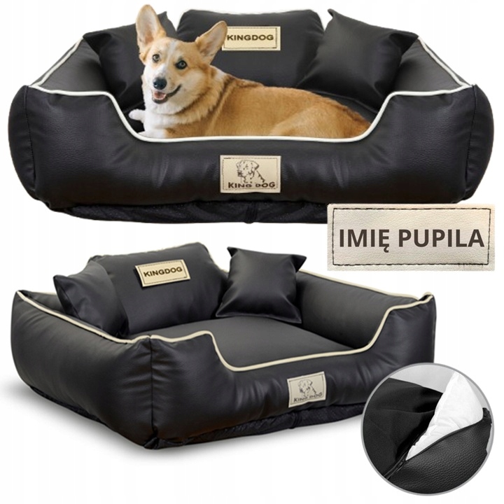 Levně Pelíšek pro psa Potah Pohovka Kotec se zámkem Jméno 75x65 cm Černá