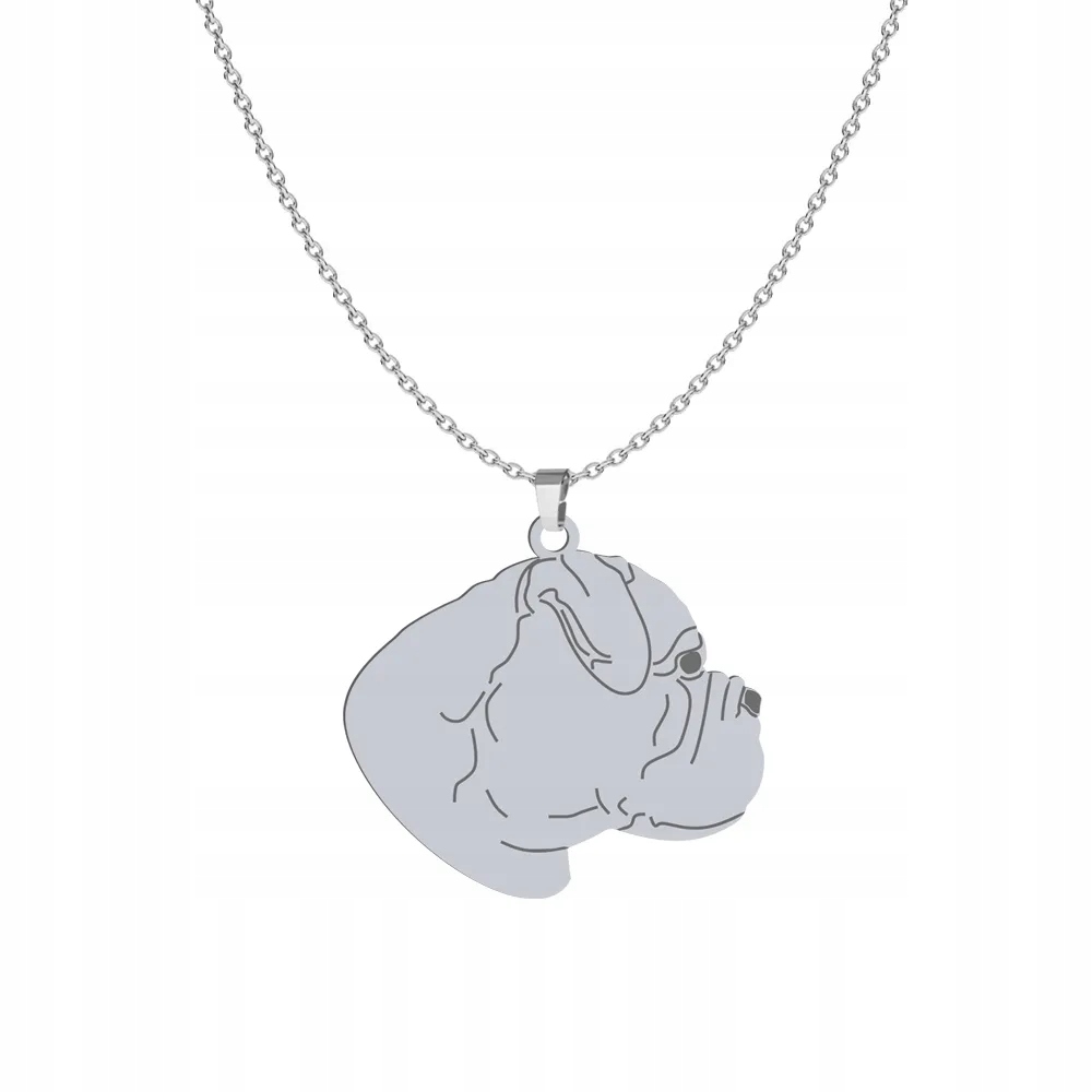Stříbrný náhrdelník se psem Bullmastiff 925 Řetízek Dárek Gravírování Bonus