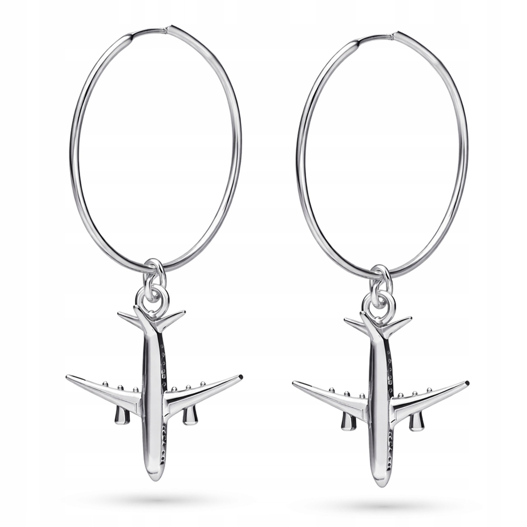 Letadlo Boeing Odrážedlo Stříbrné náušnice velká kola stříbro 925