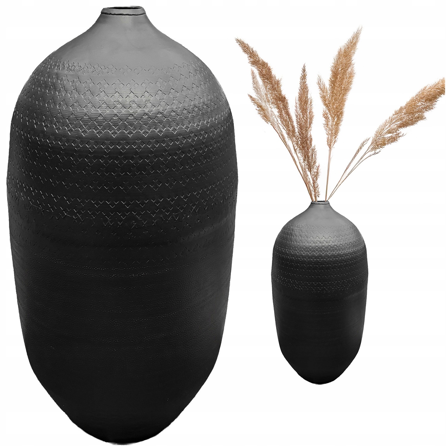 Vysoká Podlahová Váza 48 cm Černá loftová kovová do obývacího pokoje na větve