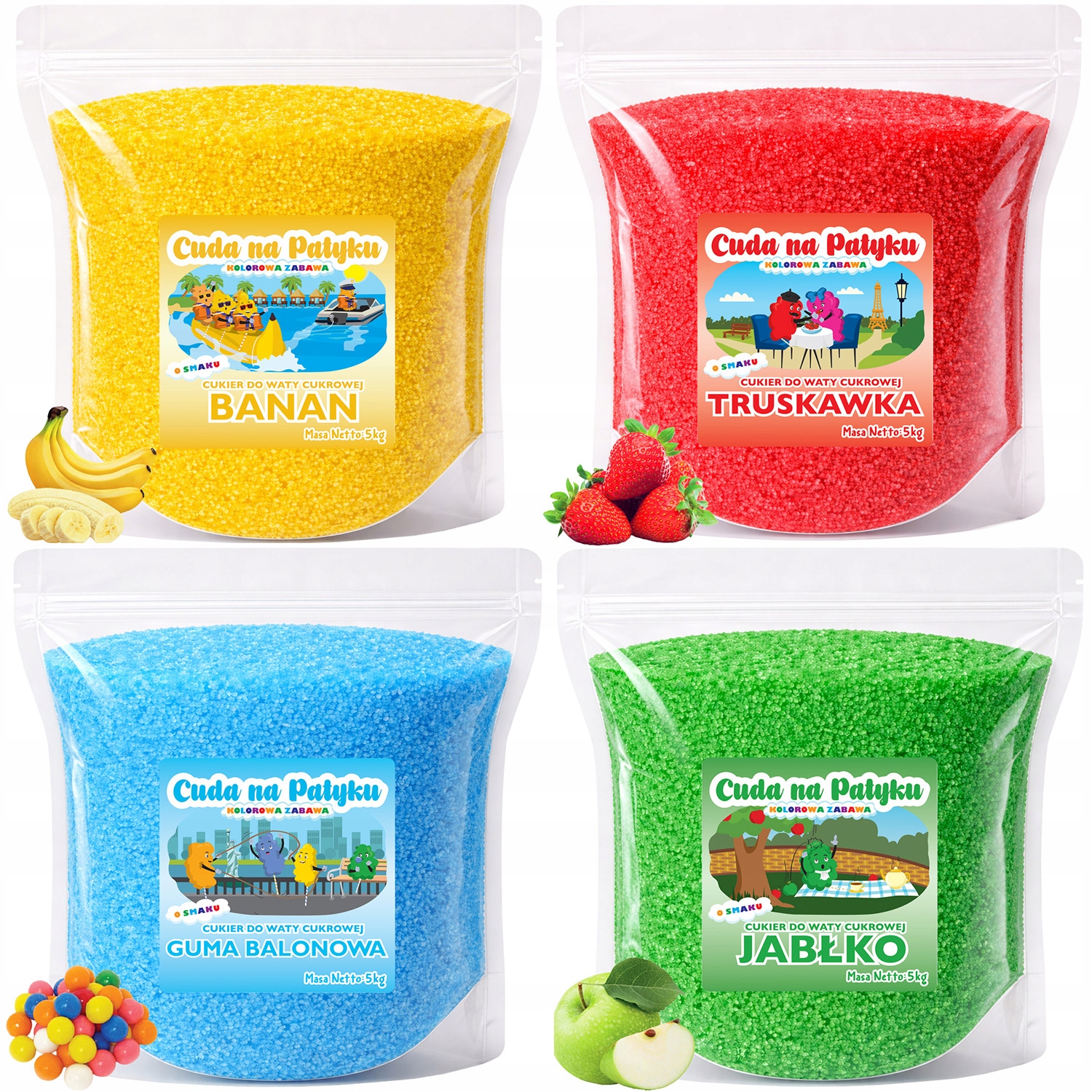 Cukr do Cukrové Vaty Chutný pro stroj MIX Ovocný 4 x 5 Kg