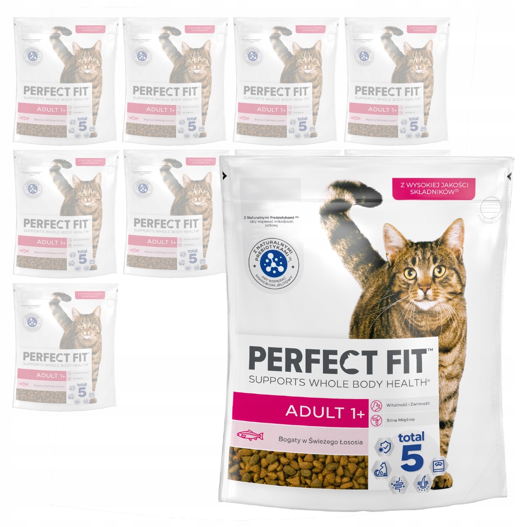 Levně Perfect Fit Adult 1+ 10x750g Suché Krmivo S Lososem Pro Dospělé Kočky