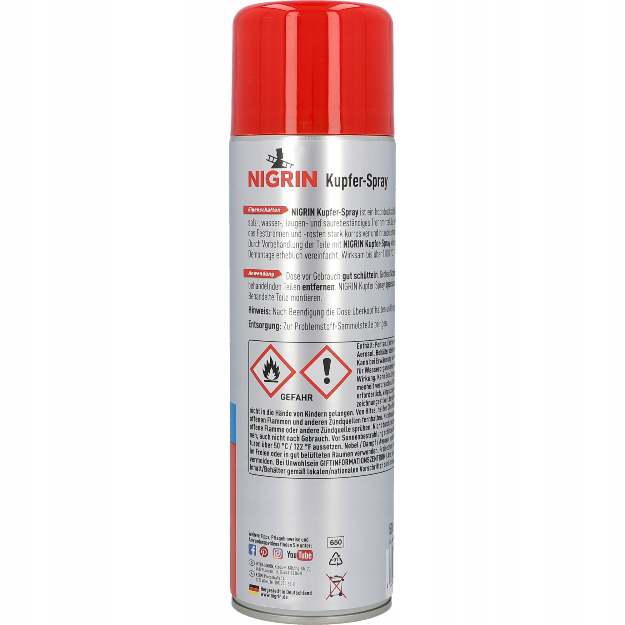 NIGRIN Smar Miedziany Miedziowy Spray 500 ml NIEMIECKI Rodzaj smar miedziowy