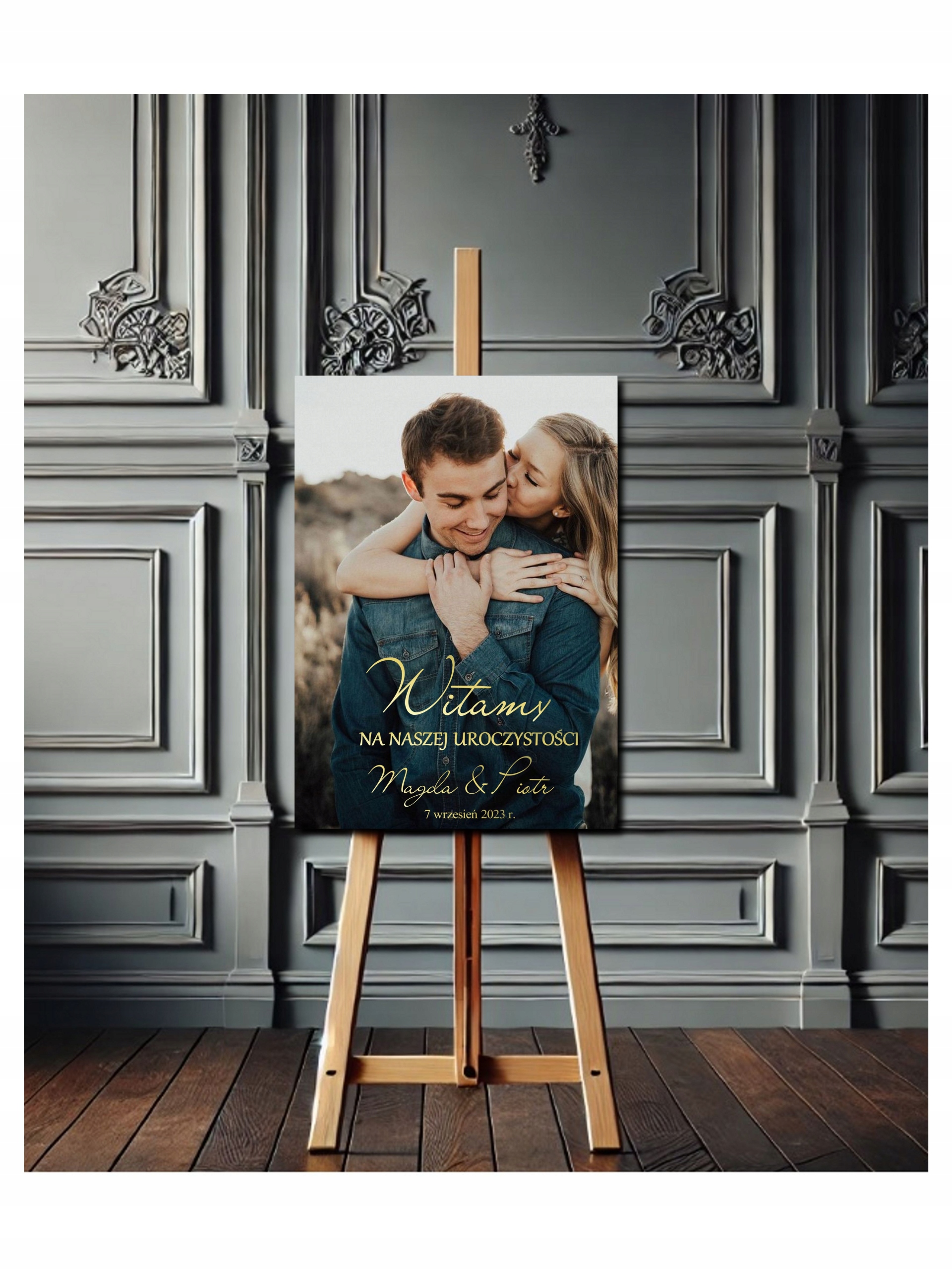 Tablica powitalna na ślub wesele 70x50 OBRAZ ZE ZDJĘCIEM I PERSONALIZACJĄ Nazwa Obraz na płótnie