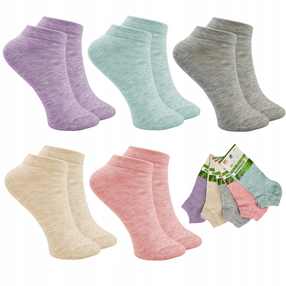 

5xBAMBUSOWE Skarpety Damskie Stopki Krótkie Pastel