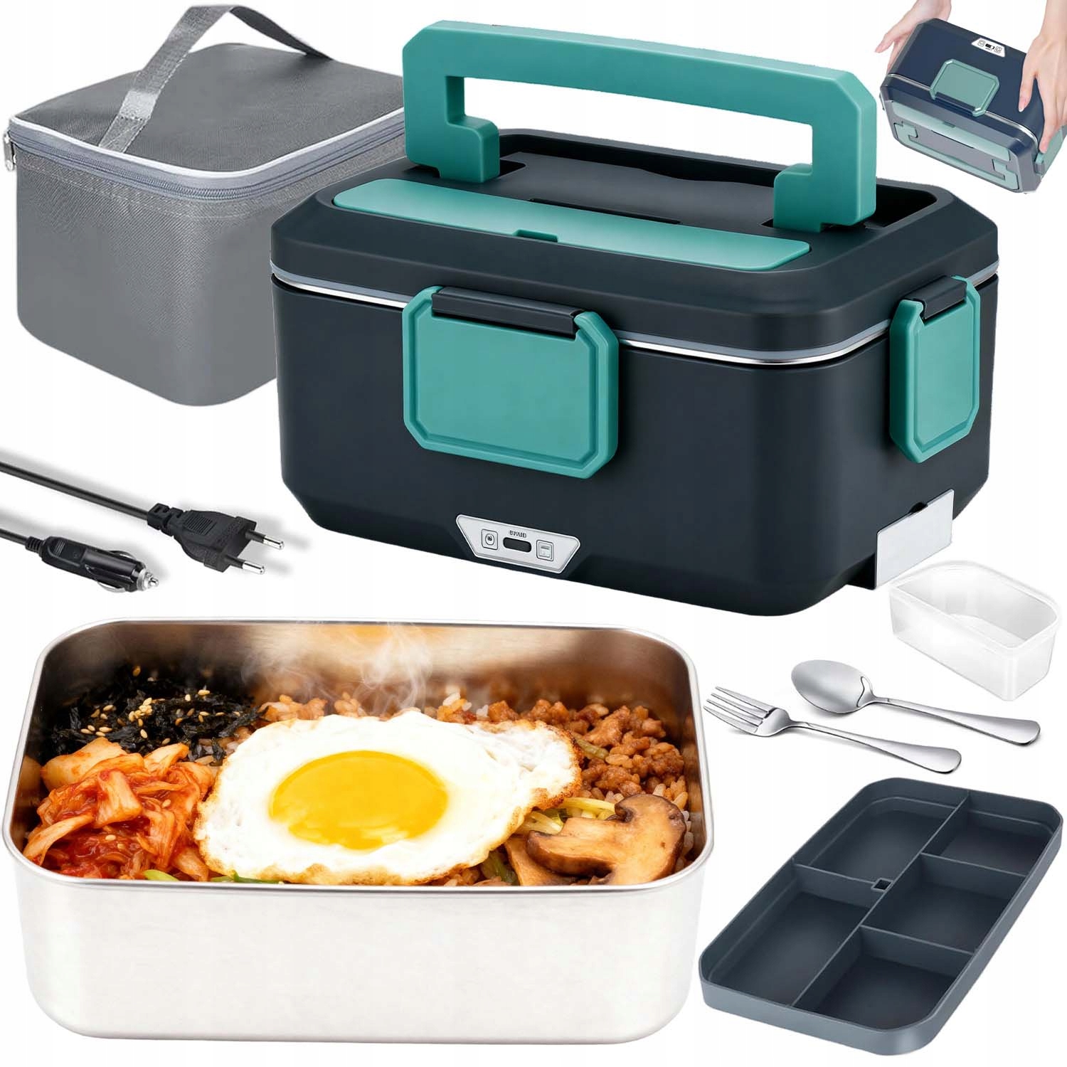 Elektrický Obědový Box Ohřívač Jídla Nádoba Oběd 3V1 220V 12/24V