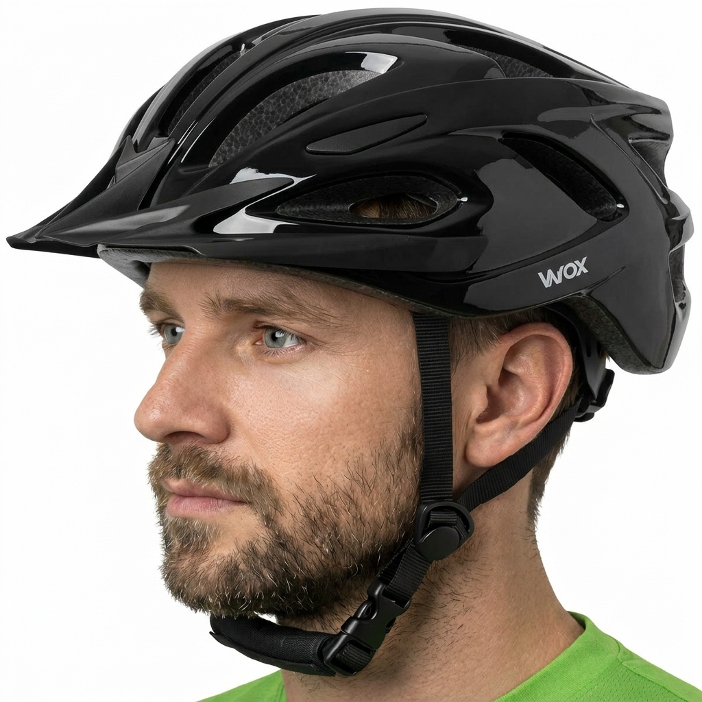 Kask Rowerowy Męski Damski Z Daszkiem Regulowany 55-58cm Lampka Tylna Vayox