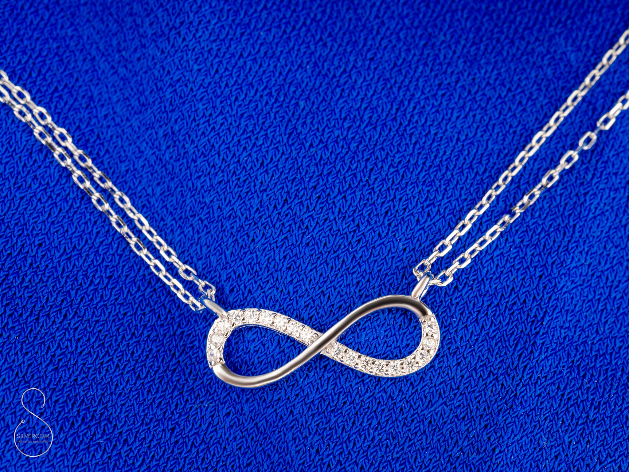 Stříbrný Dvojitý Náhrdelník Celebrity Znak Nekonečna Zirkony Dárek