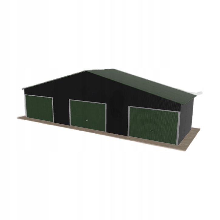 Plechová garáž 12x3.5 m, třípolohová, dvoupolohová, černá