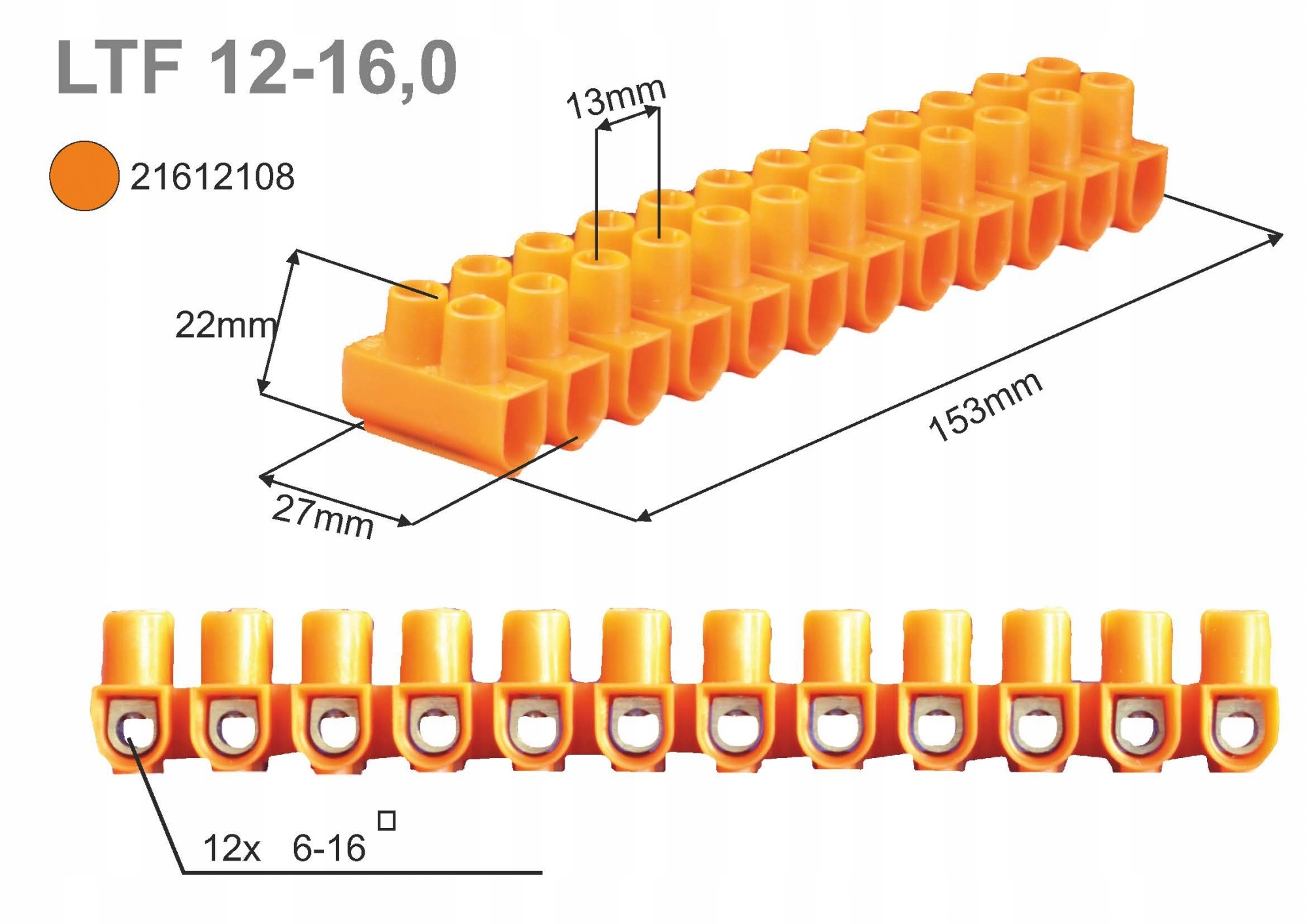 SIMET Listwa zaciskowa 16 mm² 12 torów Kod producenta 21612108