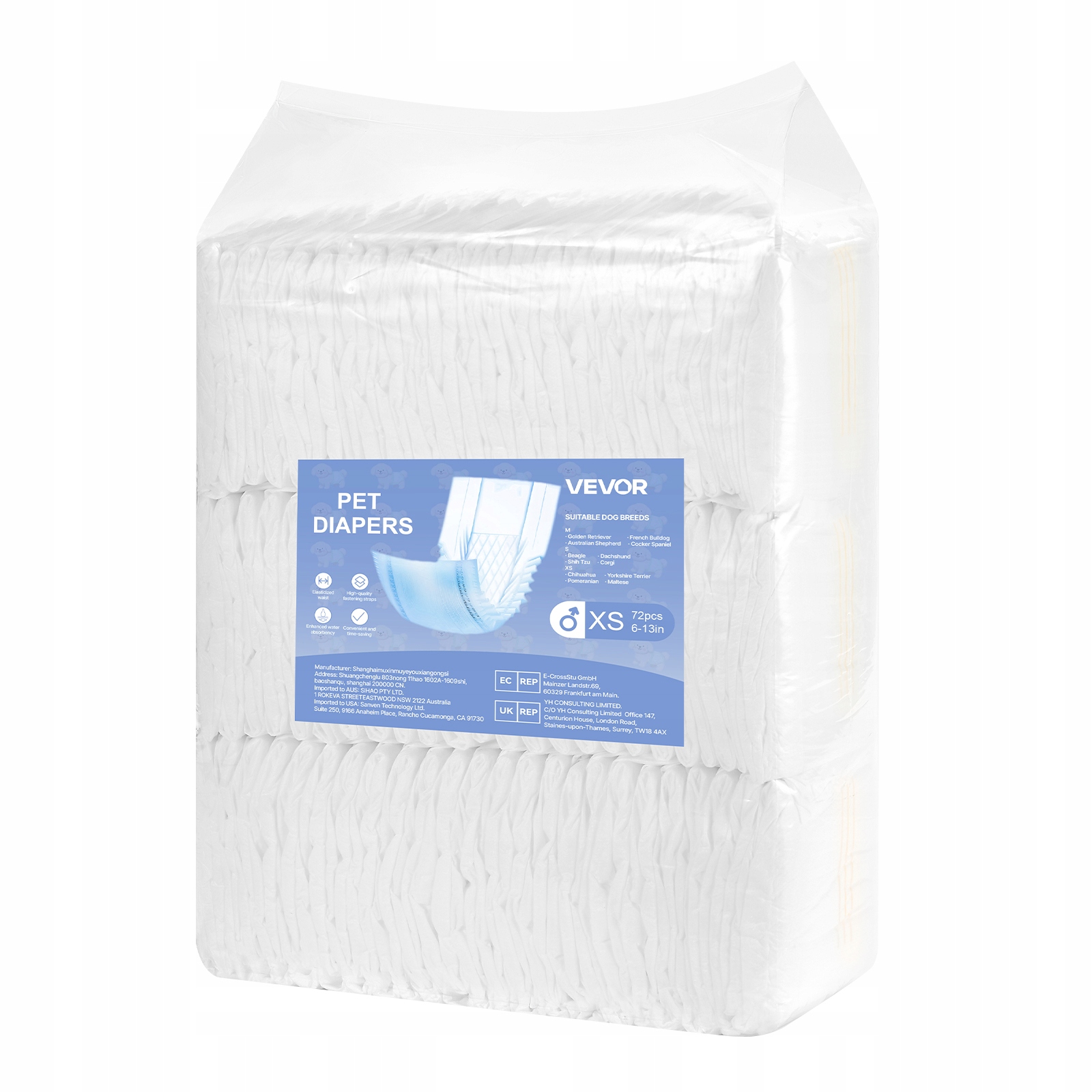 Levně Plenky pro psy Xs Velikost 2 Superabsorpční balení pro psy mužského pohlaví