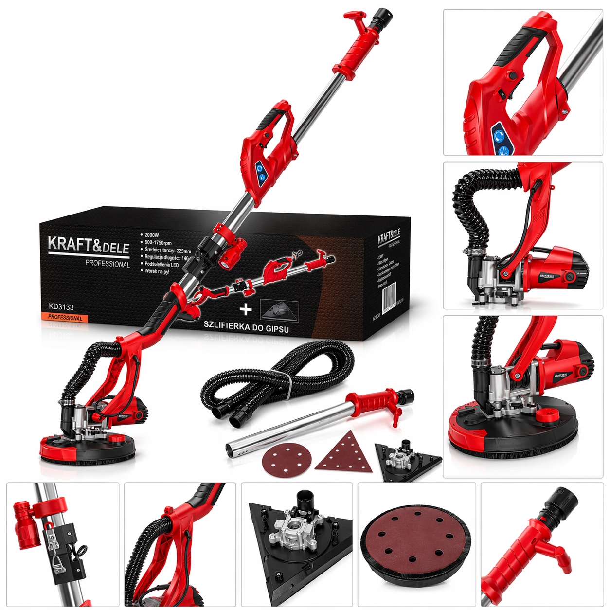 Bruska Na Sádru Žirafa 2000W 800-1750 Ot./min Led Odsávání Prachu